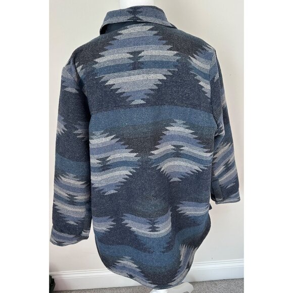 Coldwater Creek Womens Aztec Print Sierra Madras Jacket Size XL Blue Wool Blend - Picture 12 of 16